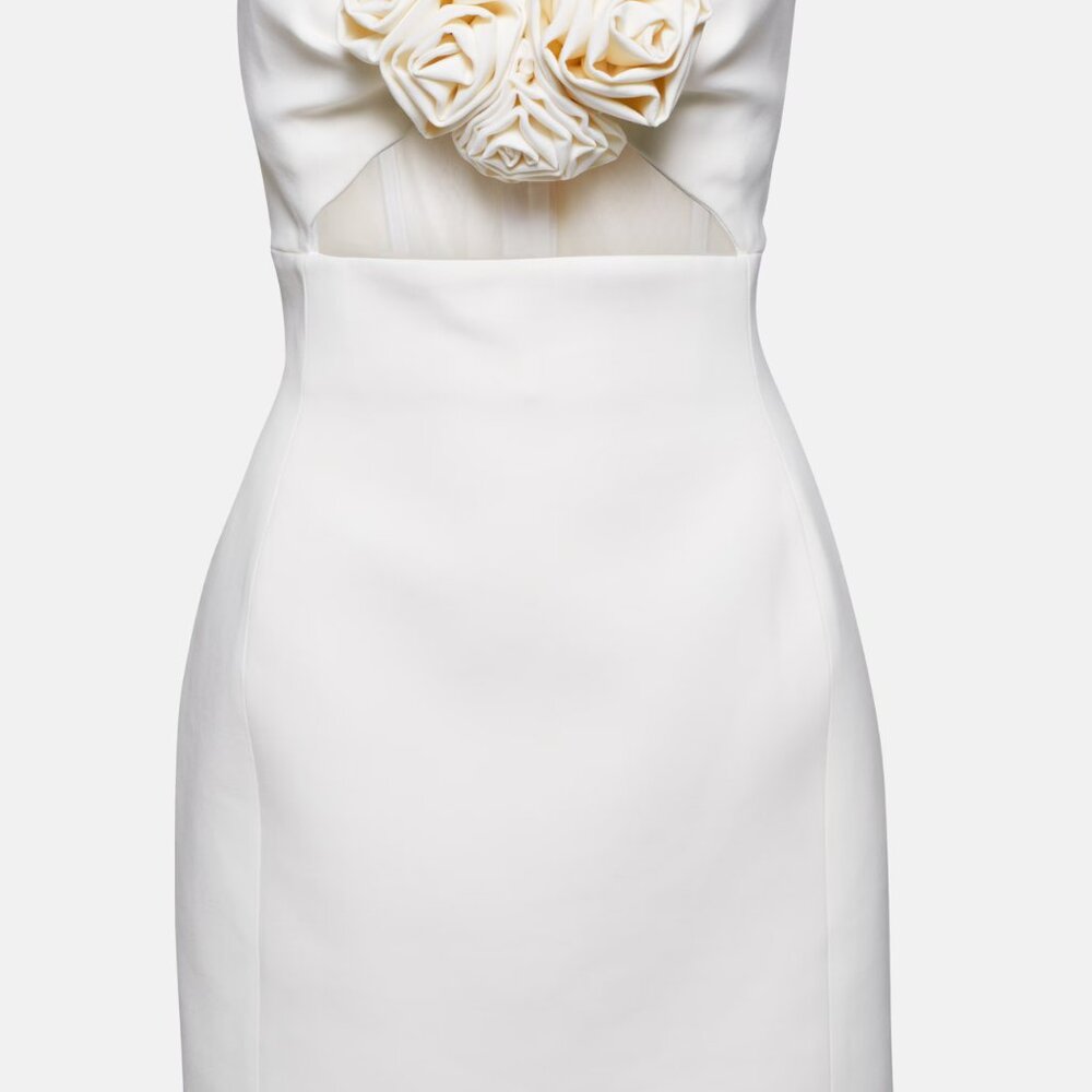 Magda Butrym Floral-appliqué wool bustier dress